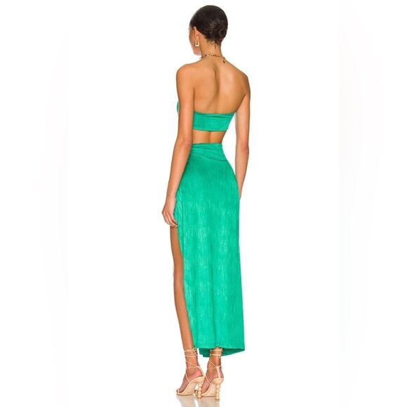 Revolve Superdown Teal Green Karolyna Maxi Slit Skirt Set Size Large - Picture 3 of 12